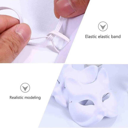 3PCS White Cat Face Mask DIY Blank Hand Painted Craft Masks Party Art