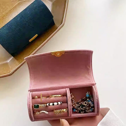 Compact Travel Jewelry Organizer Storage Box for Rings Earrings Necklace Case