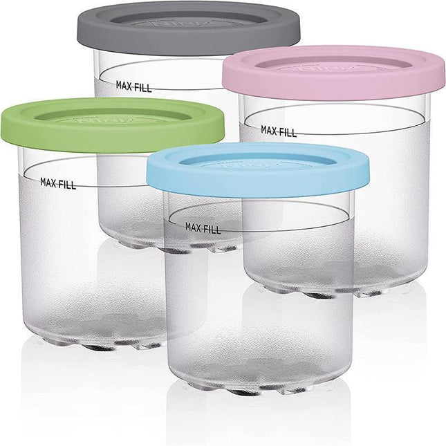 4x Cream Pints Cup Storage Jars For Ninja Creami with Lids Ice Cream Containers - Aimall