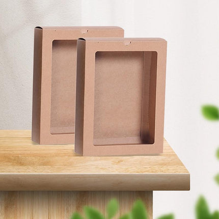 50PCS Kraft Paper Packing Box With Transparent PVC Window Drawer Display Gift Boxes Aimall