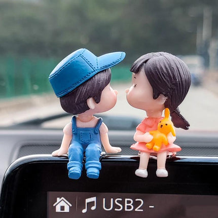 New Fashion Car Dashboard Lovely Couple Girl Boy Good Luck Ornament Auto Decor - Aimall
