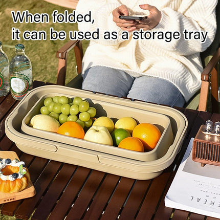 Outdoor Picnic Basket Camping Portable Handheld Storage Basket with Lid Foldable
