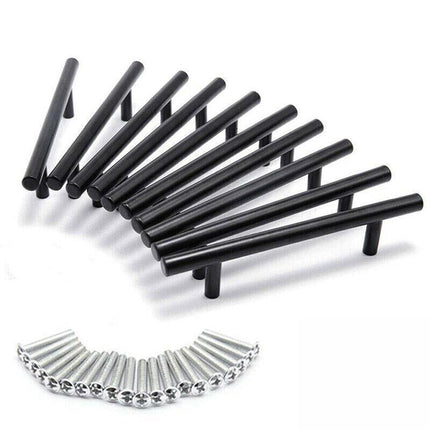 5PCS Black Kitchen Cabinet Door Handles Stainless Steel Door Drawer Pull T Bar - Aimall