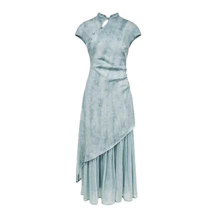 New Retro Chinese Style Slim Fit Cheongsam Dress Wrap Hip Long Skirt Feminine
