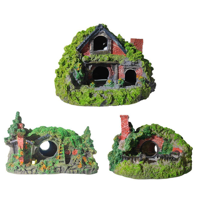 Resin Grass House Aquarium Ornament Natural Fish Tank Decoration Hideaway