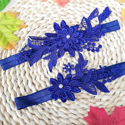 4pcs Blue Lace Garter Set Elegant Leg Loop Garters for Women Bridal Accessories