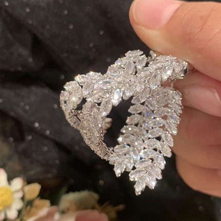 Zircon Leaves Earrings Before After Wear Design Fashion Jewellery Women
