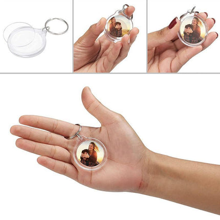 20PCS Keyring Clear Acrylic Photo Key Chain Picture Frame Blanks DIY Rings Gifts - Aimall