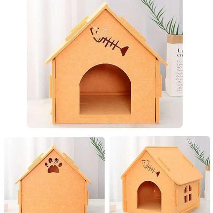 Cats Nest Scratch Resistant Semi Enclosed Felt Cat House Removable Comfortable