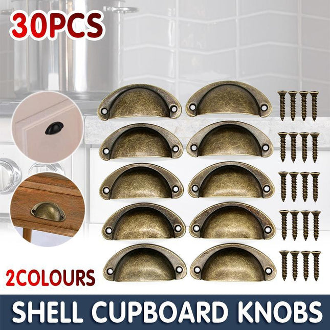 30X Modern Cup Cabinet Handle Knob Drawer Furniture Door Pull Shell Cupboard - Aimall