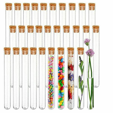 50/100X Clear Plastic Test Tube With Wooden Cork Stopper Wedding Favors Bottles - Aimall
