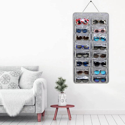 Wall Mounted Felt Glasses Storage Bag Foldable Hanging Sunglasses Organizer