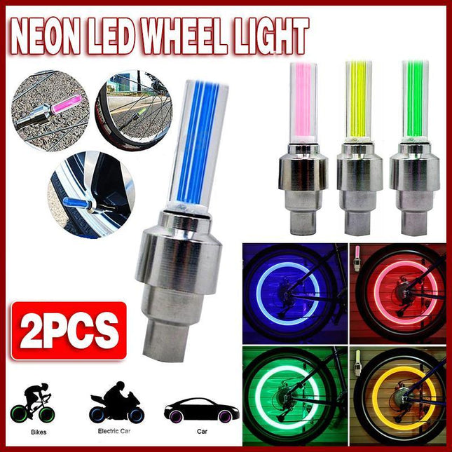 2PCS Flashing Neon Led Light Wheel Valve Cap Tyre - Aimall