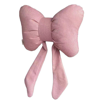 Soft Car Neck Pillow Cotton Linen Ribbon Bow Headrest Cushion Support Pillow