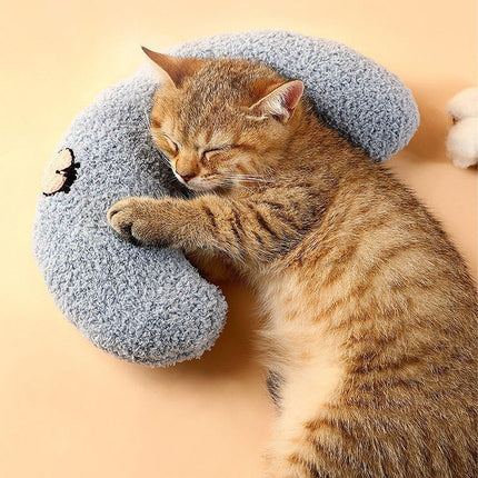2PCS Plush Pet Pillow Soft Dog Cat Sleeping Bed Moon Shaped Cushion Mat for Pet