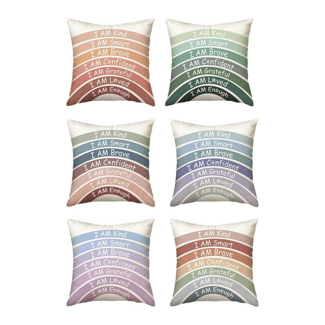 6pcs Rainbow Boho Inspirational Cushion Cover Set Home Decor Throw Pillow Case