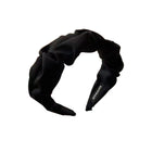 Women Fashionable Vintage Ruffled Wide Edge Solid Colour Hair Band Hoop Headband - Aimall
