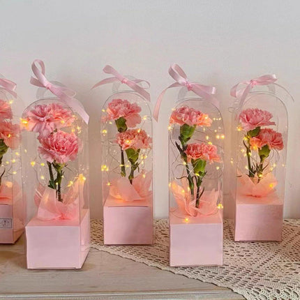 10pcs Bouquet Packaging Transparent PVC Flower Box Portable Floral Gift Boxes