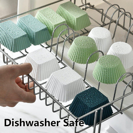 12PCS Silicone Baking Cupcake Muffin Molds Nonstick Square Round Reusable Cake