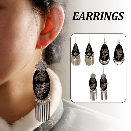 Elegant Chinese Style Silver Tassel Fringe Earrings Women Fashion Jewelry