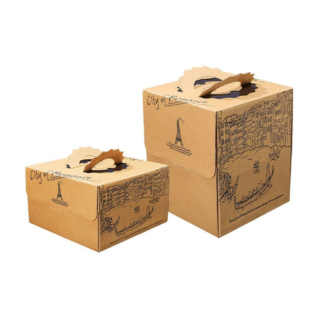 10pcs Elegant European Style Kraft Paper Cake Boxes Dessert Packaging Containers