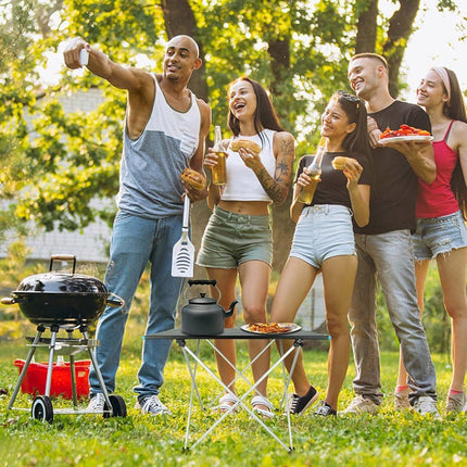Portable Black Folding Table for Camping Trip BBQ Outdoor Picnic Stall Table
