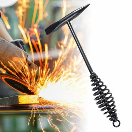 Welding Chipping Hammer Spring Handle Hold Heart Cleaning Harden DIY Metal Black