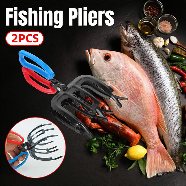 2pcs Fish Clamp Control Pliers Triple Teeth Fish Grabber Fishing Accessories
