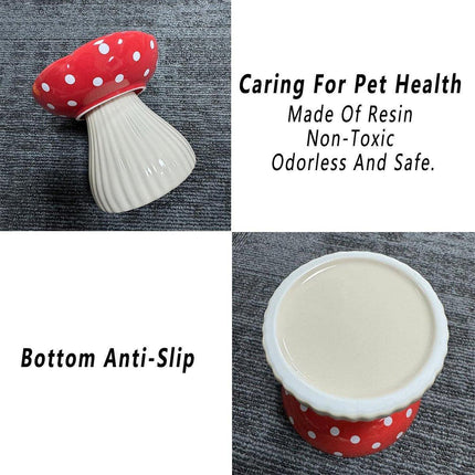 Pet Elevated Mushroom Bowl Ceramic Cat Dog Bowl Dish Food Feeder Raised Cat Bowl
