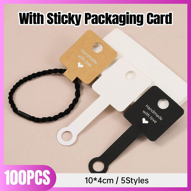 100pcs Sticky Back Jewelry Display Cards for Hair Ties Bracelets Foldable Tags