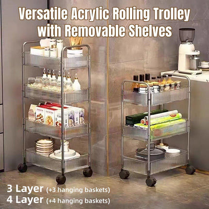 Multi-layer Acrylic Bathroom Kitchen Storage Rack Mobile Snack Organizer
