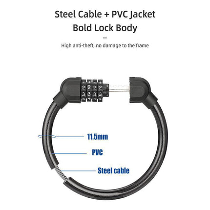 Bike Bicycle Code Combination Locker 4-Digital Password Pin Security Cable Lock - Aimall