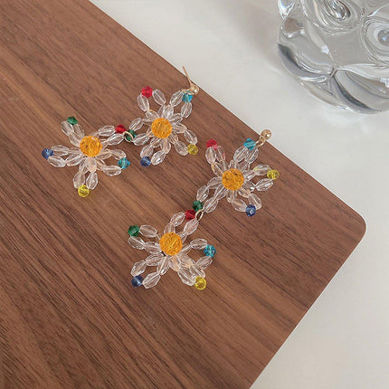 Beaded Flower Long Fringe Earrings Fashion Stud Jewellery for Women Gifts