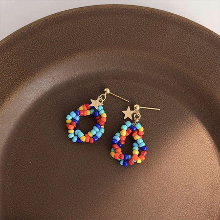 Chinese Style Colourful Beaded Earrings Fashion Accessories for Women Girls
