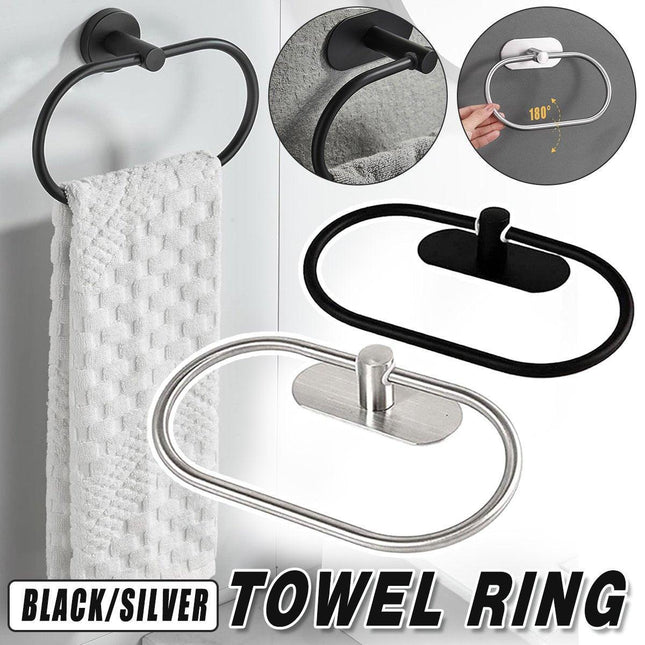 Stainless Steel Oval Hand Towel Ring Rack Rail Holder Wall Mounted Bathroom Tool
