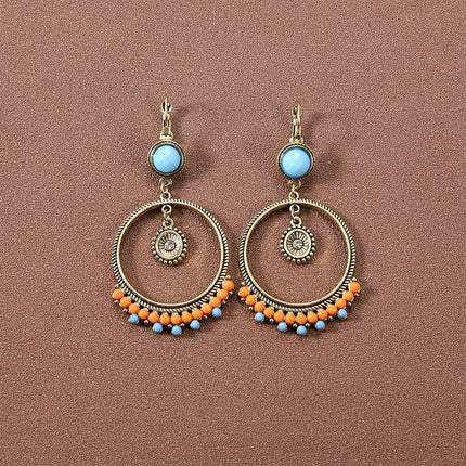Retro Court Style Geometric Leaf Earrings Elegant Vintage Jewelry for Women Gift