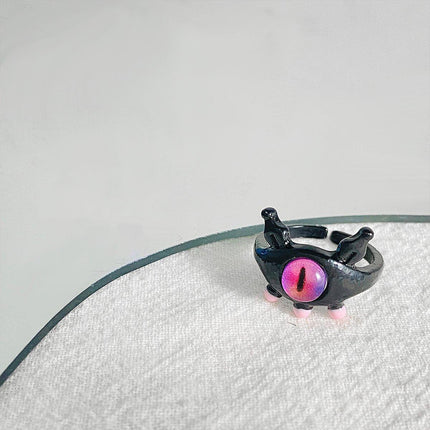 Small Monster Open Ring Women's Cute Kitten Black Cat Monster Celebrity Sweet Ring
