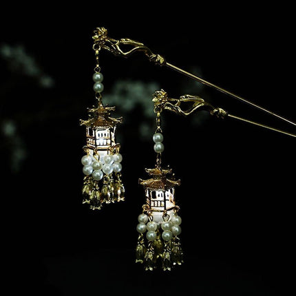 Flower Lantern Fringe Hairpin Hanfu Hair Accessories Vintage Chinese Hair Stick