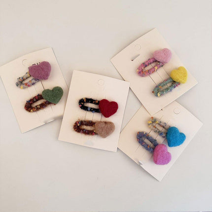 Dopamine Wool Felt Heart Hairpin Cute Plush Hair Clip Fashion Accessories