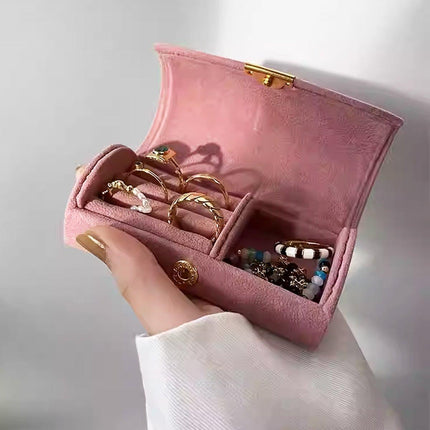 Compact Travel Jewelry Organizer Storage Box for Rings Earrings Necklace Case
