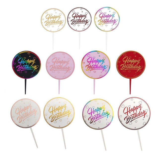 Happy Birthday Anniversary Wedding CakeCardboard Topper Acrylic Party Decoration - Aimall
