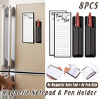 4 Pack Fridge Memo Pads with Pen Clips and Sticky Notepad Sheets 50 Pages