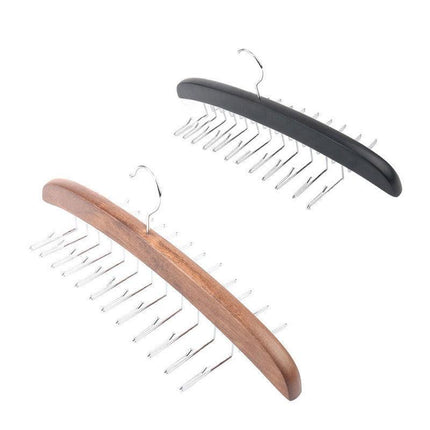 Tie Belt Scarf 24 Hooks Hanger Rack Clip Organiser Holder Storage Wood - Aimall