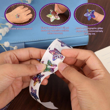 6Rolls Self-Adhesive Star Space Stickers Decorative Sticker Label Roll Bonus Set