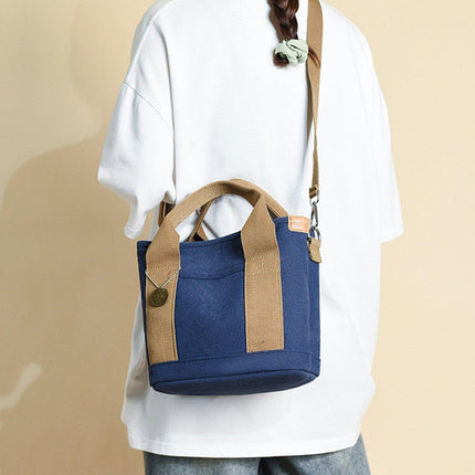 Womens Canvas Handbag Multi-layer Lightweight Crossbody Bag for Work Mommy