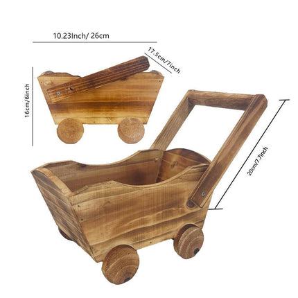 Cartoon Flower Pot Wooden Pot for Plants Cute Car Shape Decorative Planter Pot