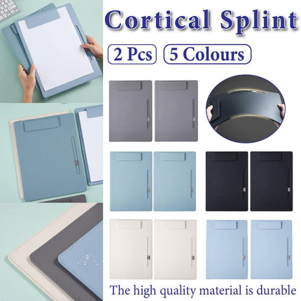 2pcs Leather Clipboard Conference File Holder Hotel Menu Pad Durable Board Clip