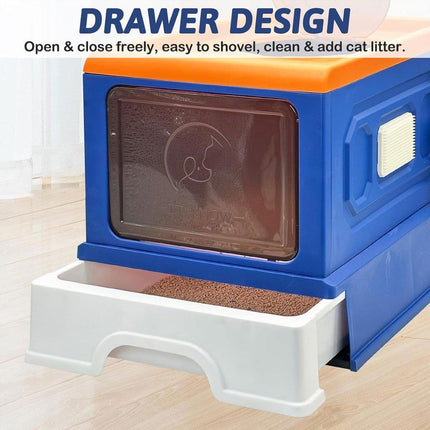 Folding Enclosed Cat Litter Box Foldable Drawer Toilet Anti-Splash Pet Supplies