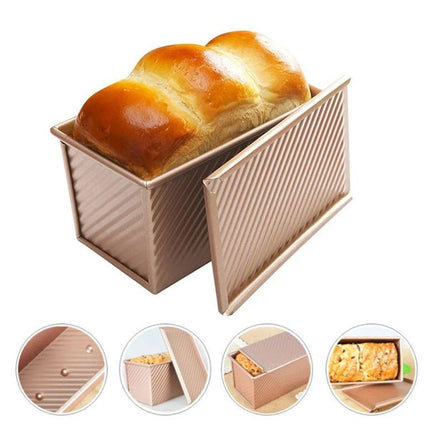 Golden Toast Bread Box with Lid Non Stick Baking Mould for Oven Kitchen Tools