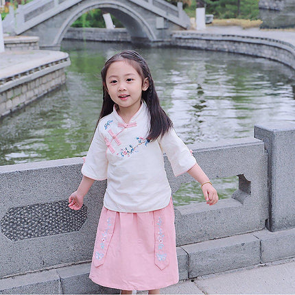 Chinese Hanfu Dress Set Girls Traditional Tang Suit Summer Outfit Cultural